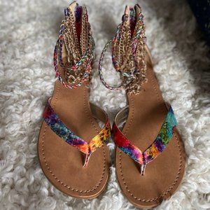 * BRAND NEW*Sandals - Multi Color with Gold Chains